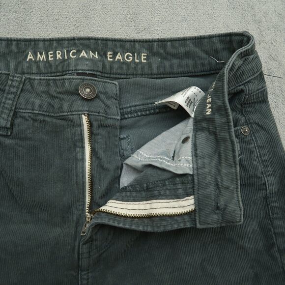 American Eagle Mom Jeans Women's 4R Green Mid-Rise Straight Corduroy 27" Inseam - Picture 2 of 16